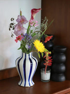 Hand-Painted Blue Stripe Ceramic Decorative Vase