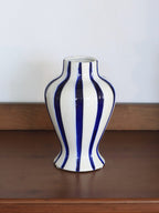 Hand-Painted Blue Stripe Ceramic Decorative Vase