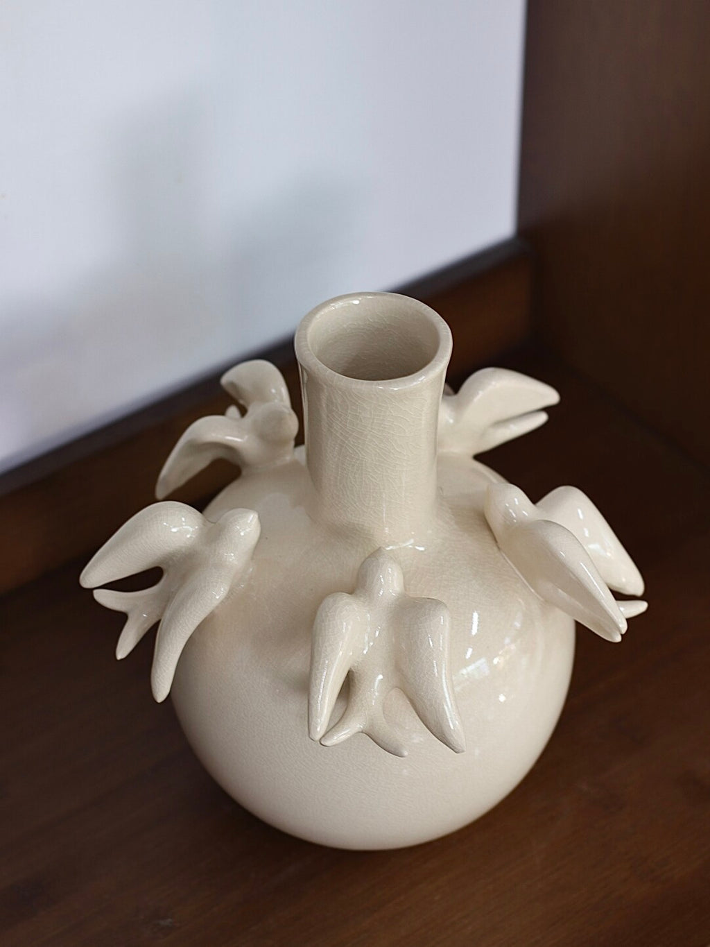 White Dove Ceramic Decorative Vase