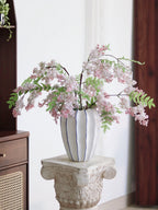 Blue Stripe Fluted Ceramic Floor Vase