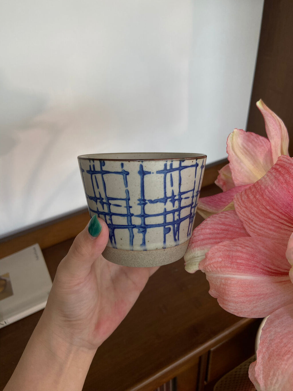 Hand-Painted Blue Pattern Ceramic Mug