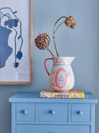 Hand-Painted Floral Ceramic Pitcher Vase
