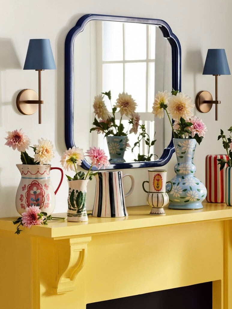 Hand-Painted Floral Ceramic Pitcher Vase