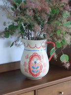 Hand-Painted Floral Ceramic Pitcher Vase